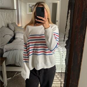 Gap sweater, size large. Fits more like a medium might be different on others.